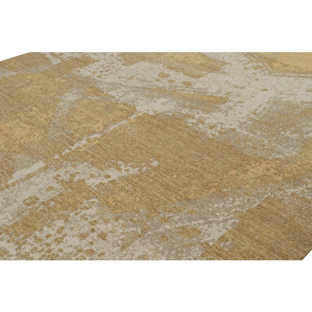 Rug & Kilim Rug & Kilim’s Contemporary Distressed Abstract Rug in Gold For Sale - Image 4 of 7