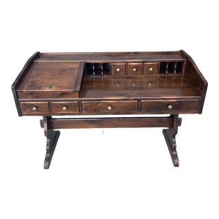 Mid 20th Century Ethan Allen Mid Century Writers Desk in Craftsman Brown Wood For Sale