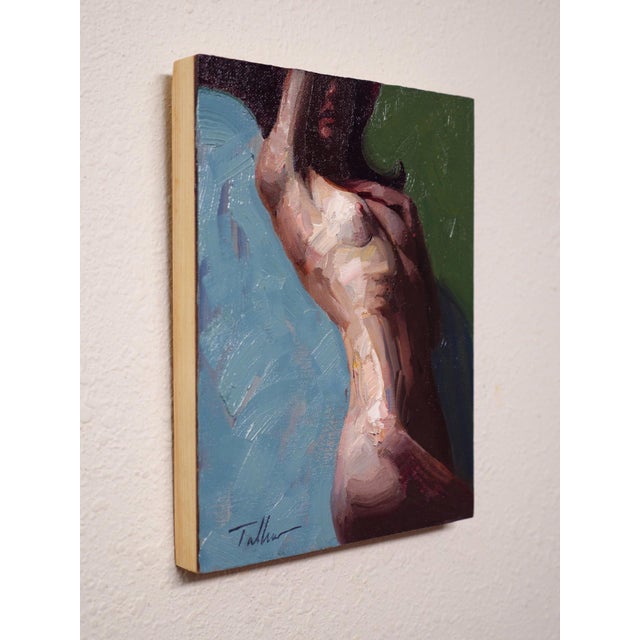 The painting depicts a figure in a dynamic pose, with an emphasis on the graceful lines of the body and the interplay of...