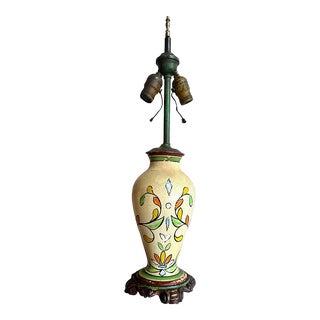 Painted Pottery Table Lamp in Original Paints, Circa 1930 For Sale