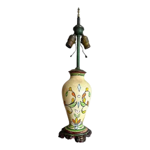 Painted Pottery Table Lamp in Original Paints, Circa 1930