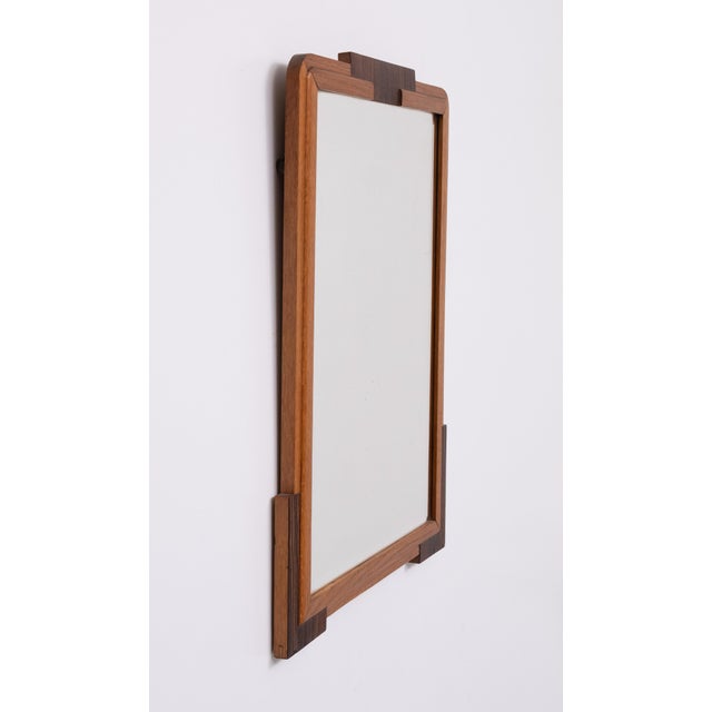 Original Dutch Art Deco Wall Mirror. Amsterdamse School style. Solid Oak frame, comes with a wood top and corners. So...