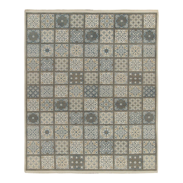 Rug & Kilim’s Moroccan-Inspired Rug in White and Blue Tribal Medallions For Sale