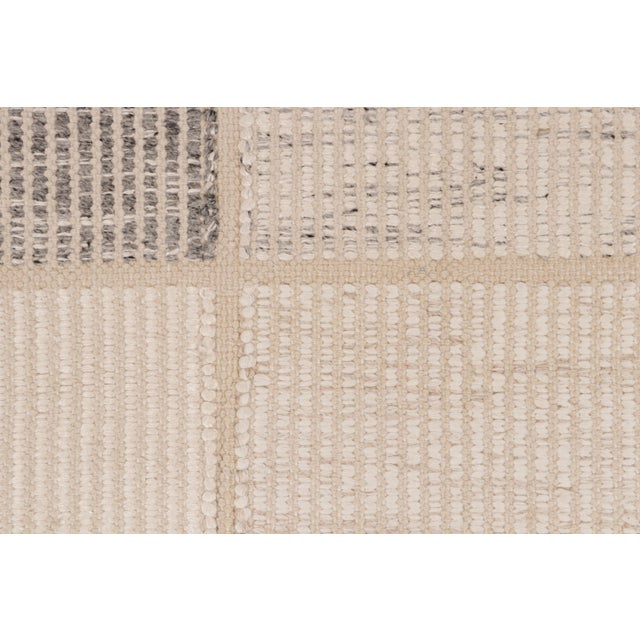 Scandinavian Style Kilim in Beige, Gray High-low Geometry by Rug & Kilim 3x14 For Sale In New York - Image 6 of 7