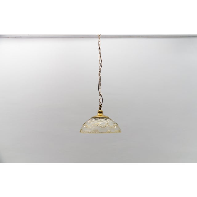 Heavy amber-colored embossed glass lamp by peill & putzler, 1960s, germany the lowest possible height is 50 cm, and it is...