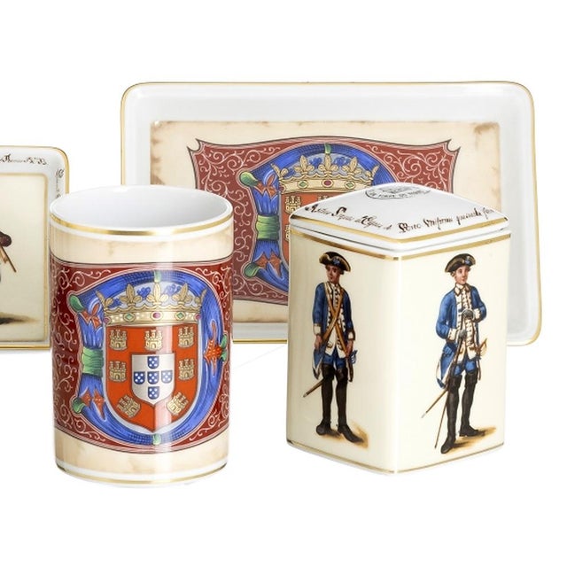 Porcelain Cups, Trays and Boxes from Vista Alegre, Set of 6 For Sale - Image 4 of 8