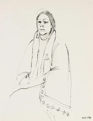 Portrait of a Native American Woman in Ink, 1974