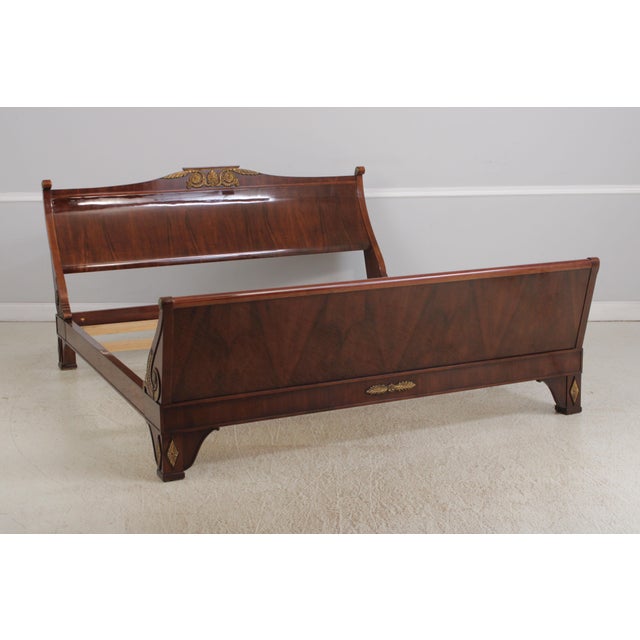 Traditional John Widdicomb Russian Empire King Size Walnut Bed For Sale - Image 3 of 14