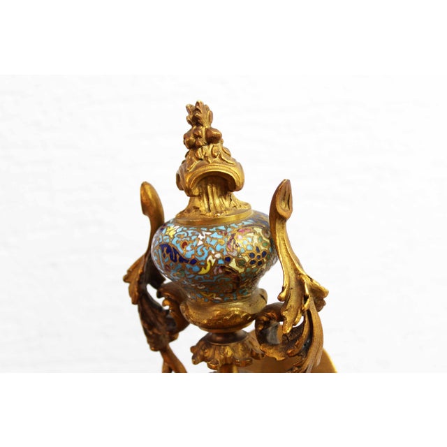 Clock in Bronze and Cloisonné Enamels, 1940s For Sale - Image 17 of 18