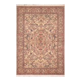 Shabby Chic Pak-Persian Beige/Pink Wool Rug - 6'1'' X 9'6'' For Sale