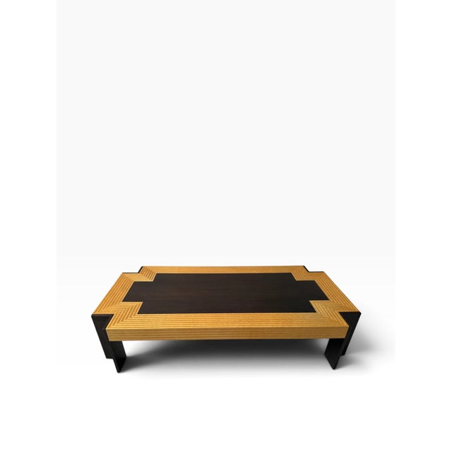Leon Rosen 1980s Leon Rosen for the Pace Collection Postmodern "Medina" Mixed Wood Coffee Table For Sale - Image 4 of 14