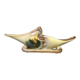 1950’s Hull Parchment and Pine Console Planter/Vase For Sale