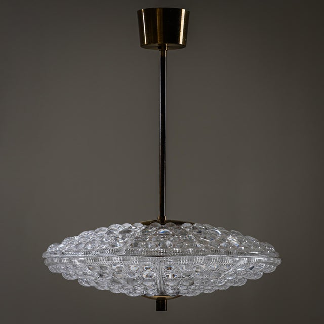1960s 1960s Pendant Lights in Orrefors Crystal and Brass, Attributed to Carl Fagerlund for Lyfa - a Pair For Sale - Image 5 of 8
