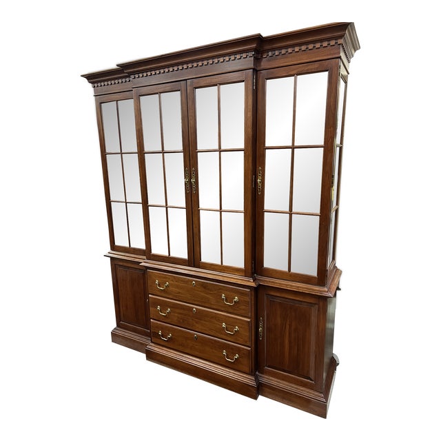 Reduced Knob Creek Mission Style Cherry 2 Piece China Hutch and Buffet For Sale