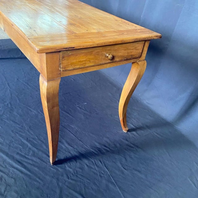 Brown French Provincial Cherry Farmhouse Harvest Dining Table With Bread Board For Sale - Image 8 of 12
