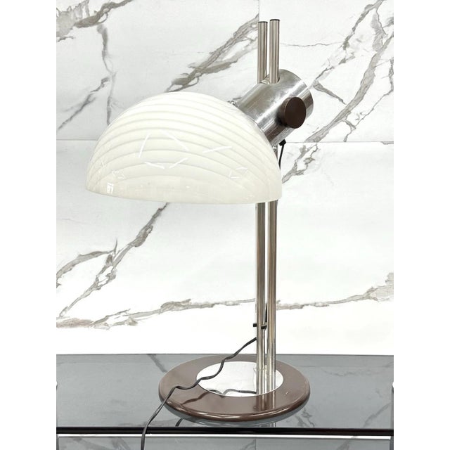 1970s Adjustable Space Age Table Lamp in Glass and Metal from Zonca, 1970s For Sale - Image 5 of 10