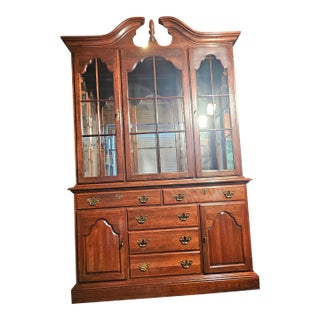 1980s Americana Cherry Buffet and Hutch For Sale