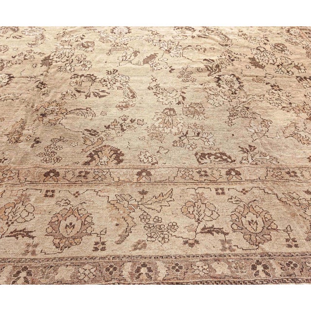 Fine Antique Indian Amritsar Beige and Brown Handwoven Wool Rug For Sale In New York - Image 6 of 7