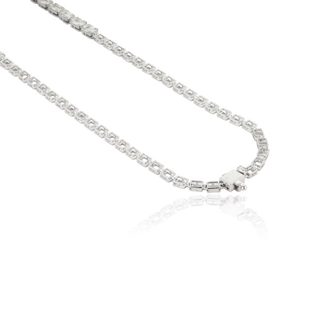 Luxury 6.24 Carat Diamond Tennis Y Necklace in 18k White Gold For Sale - Image 9 of 16