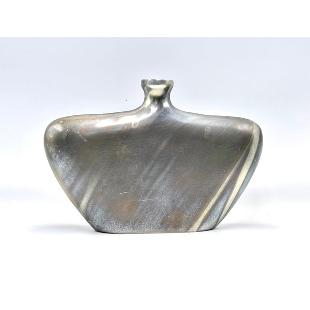 Silver Mid-Century Flat Bottle in Aluminium with Patina, 1970s For Sale - Image 8 of 14