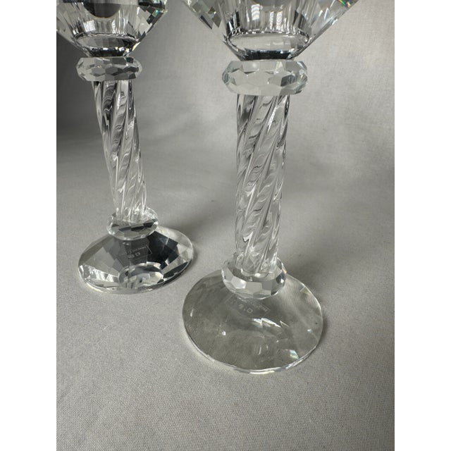 Mid 20th Century Art Deco Cut Crystal and Art Glass Candleholders, a Pair For Sale - Image 5 of 8