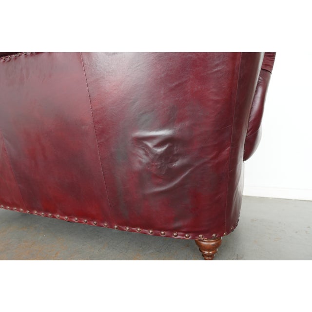 Restoration Hardware Churchill Leather Sofa For Sale - Image 14 of 14