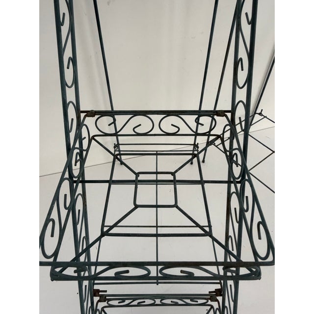 1970s Vintage Three-Tier Wrought Iron Plant Stands – Pair For Sale - Image 5 of 13