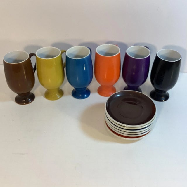 1960s Vintage LaGardo Tackett for Schmid Porcelain Espresso Demitasse Cup & Saucer Set- 12 Pieces For Sale - Image 5 of 10