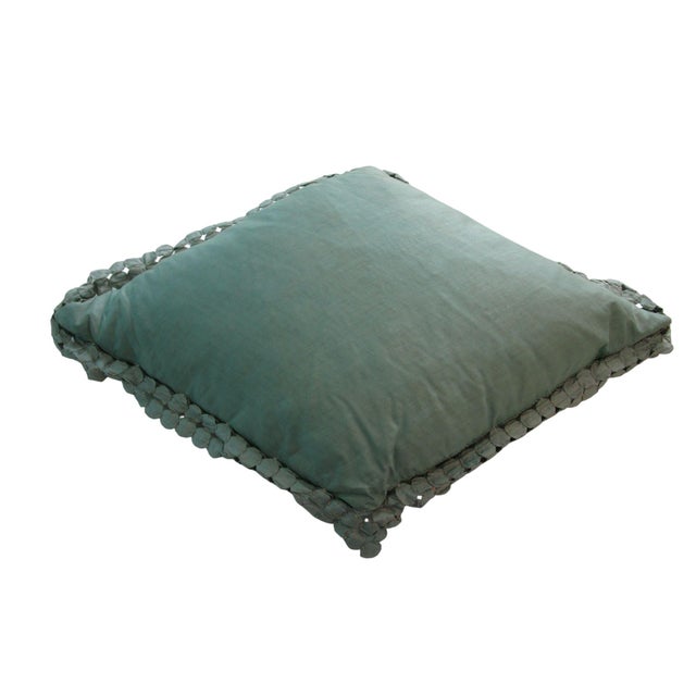 Jadeite Feedsack Tiny Yo Yo Trellis Pattern Diamond Shaped Pillow 1930's For Sale - Image 10 of 14
