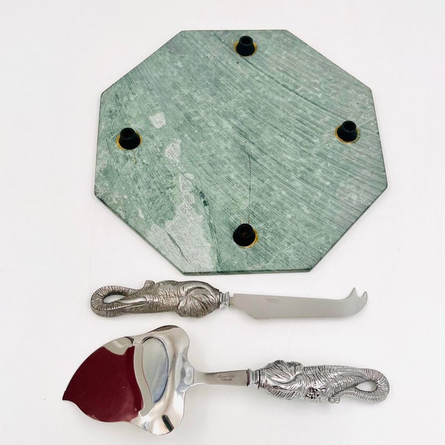 Vintage Arthur Court Elephant 3-Piece Hexagon Cheese Serving Set For Sale - Image 10 of 14