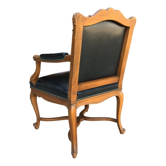 1960s Louis XV Style Leather Armchair For Sale - Image 4 of 9