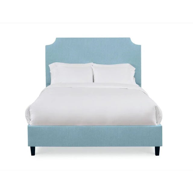 Not Yet Made - Made To Order Reagan King Headboard, Mosaic Blue Linen For Sale - Image 5 of 5