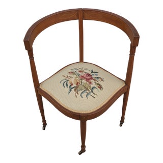 Mid 20th Century Needlepoint Corner Chair For Sale