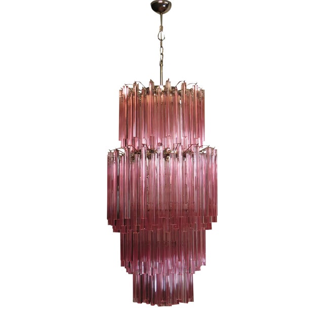 Large Vintage Italian Murano Glass Chandelier, 1984 For Sale