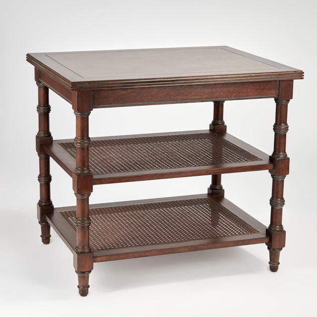 English Vintage Three Tiered British Colonial Style Stand by Ethan Allen For Sale - Image 3 of 11