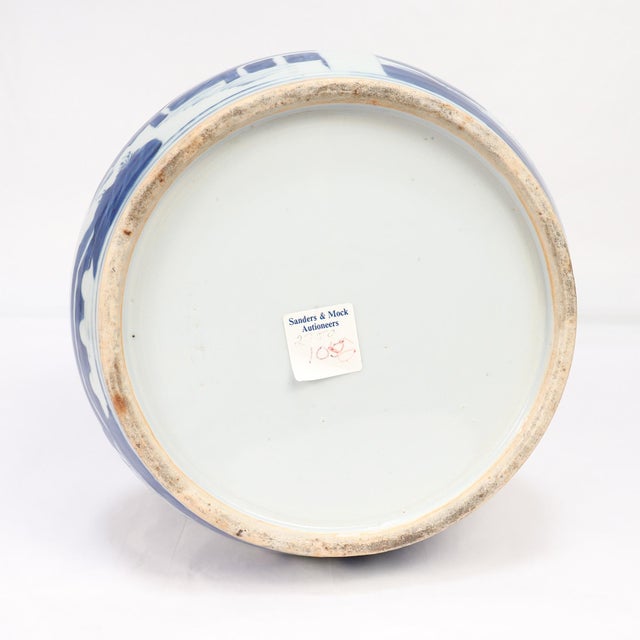Antique Chinese Export Blue & White Canton Porcelain Spittoon For Sale - Image 13 of 13