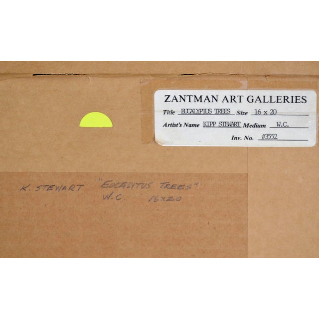 Paper Late 20th Century "Eucalyptus Trees, Sunset" Coastal Landscape Watercolor Painting by Kipp Stewart, Framed For Sale - Image 7 of 8