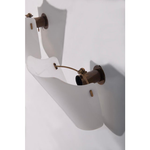 White Acrylic Glass Wall Sconces by Gino Sarfatti for Arteluce, 1960, Set of 2, in Very Good conditions. Designed 1960 to...