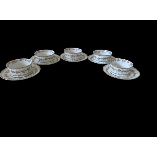 French Country Early 20th-Century Charles Field Haviland Limoges Floral Ramekins & Underplates — Set of 10 For Sale - Image 3 of 12