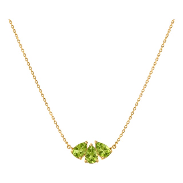 Dainty Peridot Cluster Necklace | August Birthstone Necklace | Dainty Stackable Everyday Necklace For Sale
