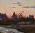 Textile 19th Century French School-Silhouette of a Creepy Village at Dusk-Oil Painting For Sale - Image 7 of 10