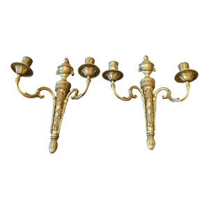 Antique E F Caldwell Style Pair of Sconces Gilded