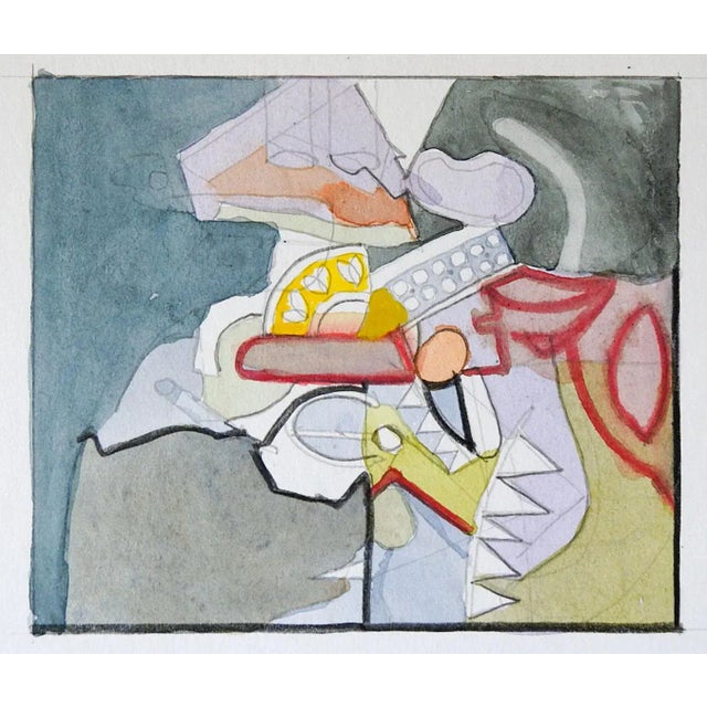 Late 20th century small detailed abstract mixed media studies in gouache, watercolor and pencil on mat board by Steve...