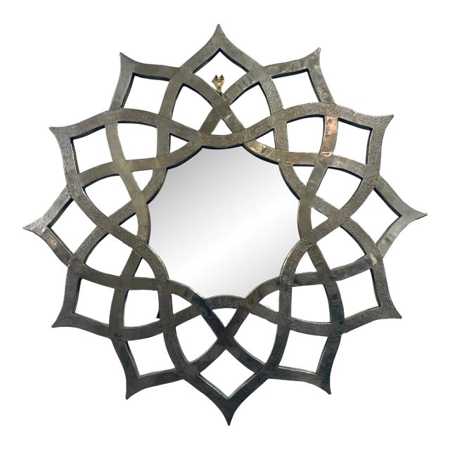 Modern Silver Foil Arabesque Wall Mirror For Sale