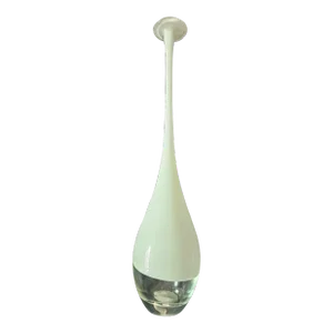 Anthropologie White Art Glass Stretch Long Thin Neck Vase W/ Flange Rim