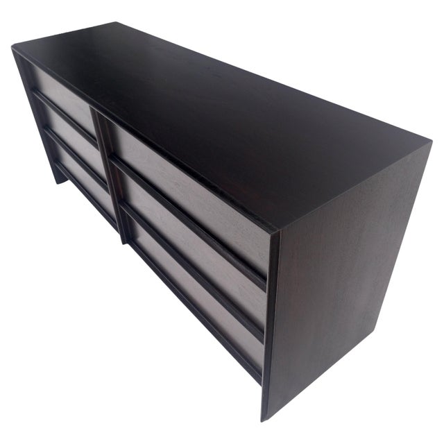 Gibbings for Widdicomb Ebonised Walnut Long 6 Oak Drawers Dresser Credenza MINT For Sale - Image 14 of 16