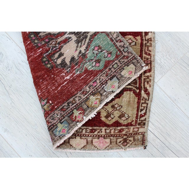 Ruby Red Small Sized Vintage Turkish Rug - 21.5"x32" For Sale - Image 8 of 10