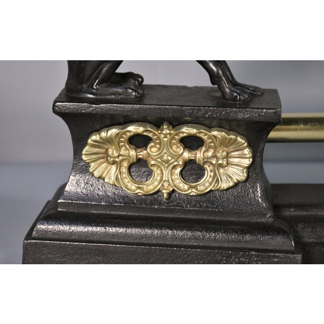Antique French Fireplace Fender with Greyhounds in Bronze, 1800s For Sale - Image 4 of 17