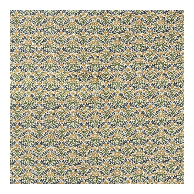 Morris & Co. Bellflowers Weave Fabric in Moss/Wheat For Sale