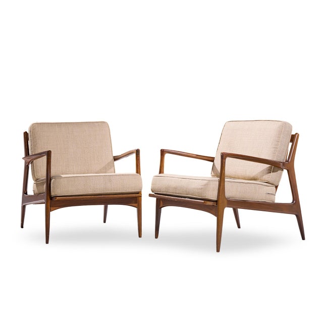 Mid-Century Modern Kofod Larsen for Selig Mid Century Danish Lounge Chairs - Pair For Sale - Image 3 of 13
